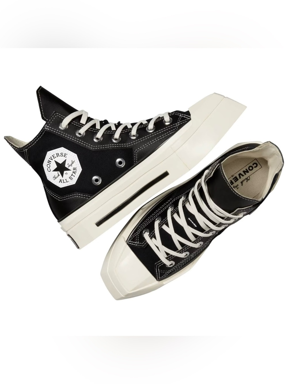 Converse Chuck 70 De Luxe Squared Hi High Black Egret White size 6.5 NEW CTAS
